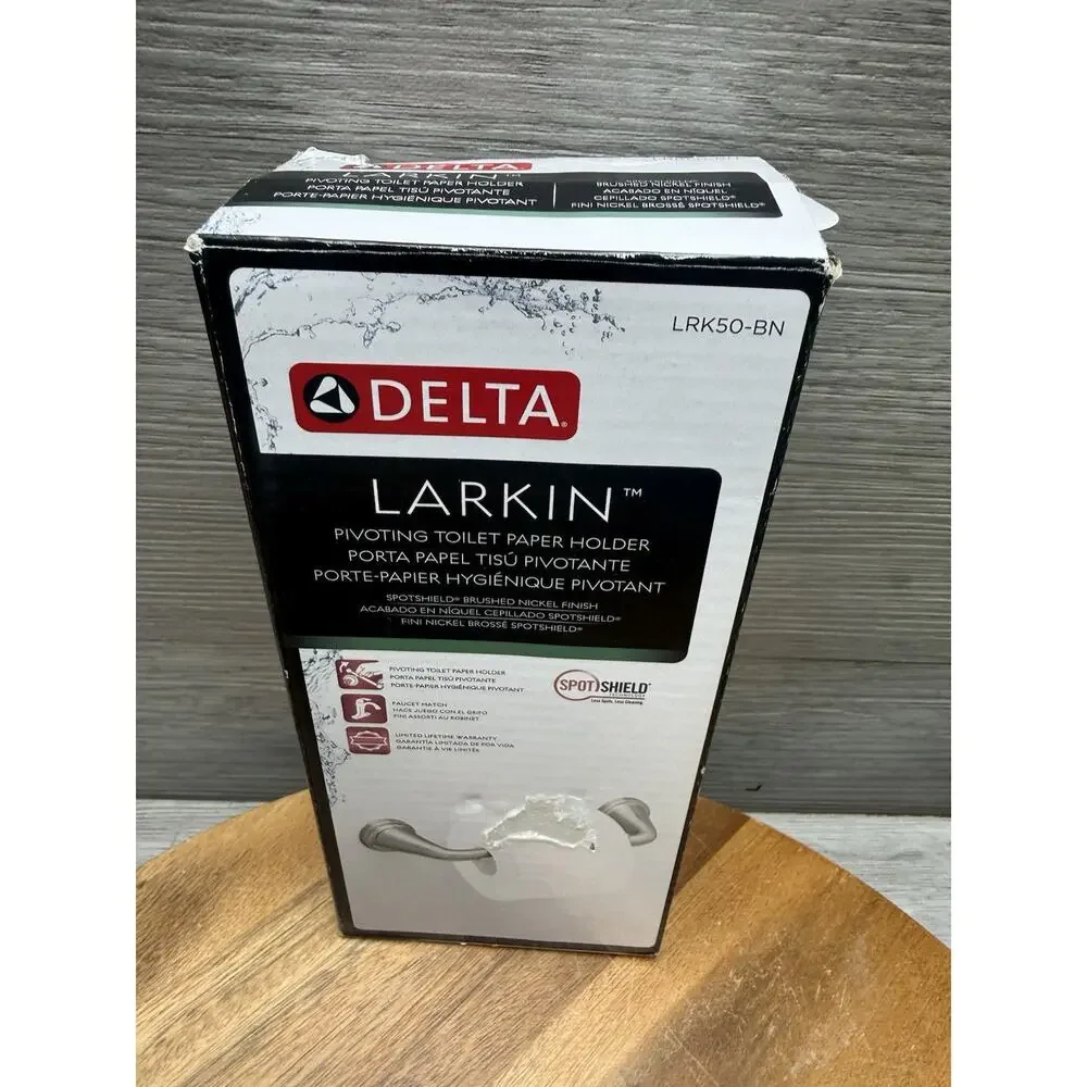 Delta LRK50-BN Larkin Bath Pivoting Toilet Paper Holder Satin Nickel Finish